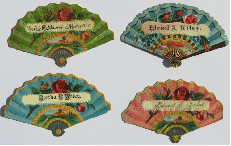 Brightly Colored Fan Shaped Calling Cards