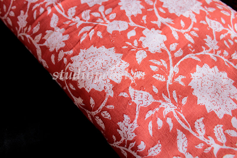 Rust Floral Cotton Fabric