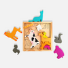 Erenjoy Wooden Square Tray with domestic animal blocks