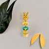 Wooden Rabbit Dumbbell Shaped Rattle with Color Rings