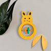 Wooden Rabbit Shaped Rattle with Colorful rings