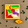Erenjoy Vegetable Puzzle - Wooden Square Tray with Vegetable Blocks