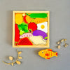 Erenjoy Vegetable Puzzle - Wooden Square Tray with Vegetable Blocks