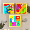 Erenjoy Wooden Square Tray Puzzle Block Combo - Numbers, Sea Creatures, and Vegetables