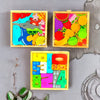 Erenjoy Wooden Square Tray Puzzle Block Combo - Numbers, Sea Creatures, and Vegetables