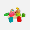 Wooden Shape Sorter Toy - Montessori Square Stacker with Assorted Geometric Blocks-2
