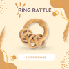 Natural Wooden Ring Rattle - 4 rings