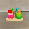 Wooden Shape Sorter Toy - Montessori Square Stacker with Assorted Geometric Blocks