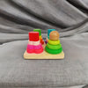Wooden Shape Sorter Toy - Montessori Square Stacker with Assorted Geometric Blocks