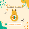 Wooden Rabbit Shaped Rattle with Colorful rings