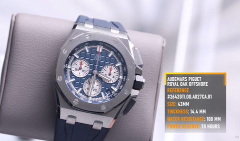 Titanium case with Blue dial and Blue strap Audemars Piguet Royal Oak Offshore 43mm (Ref#26420TI.OO.A027CA.01)