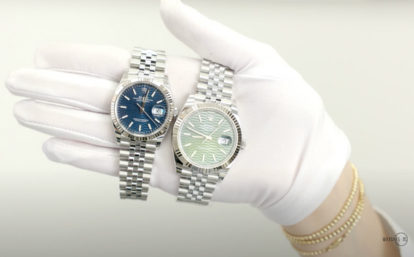 Discontinued Rolex Datejusts with Motif Dials - Blue and Green motif