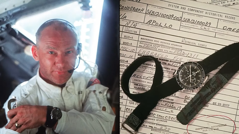 Astronaut Wearing the Omega watch that was the first to make it to space.