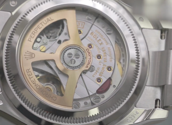 The Exhibition Caseback on the Platinum Rolex Daytona - a very rare feature.