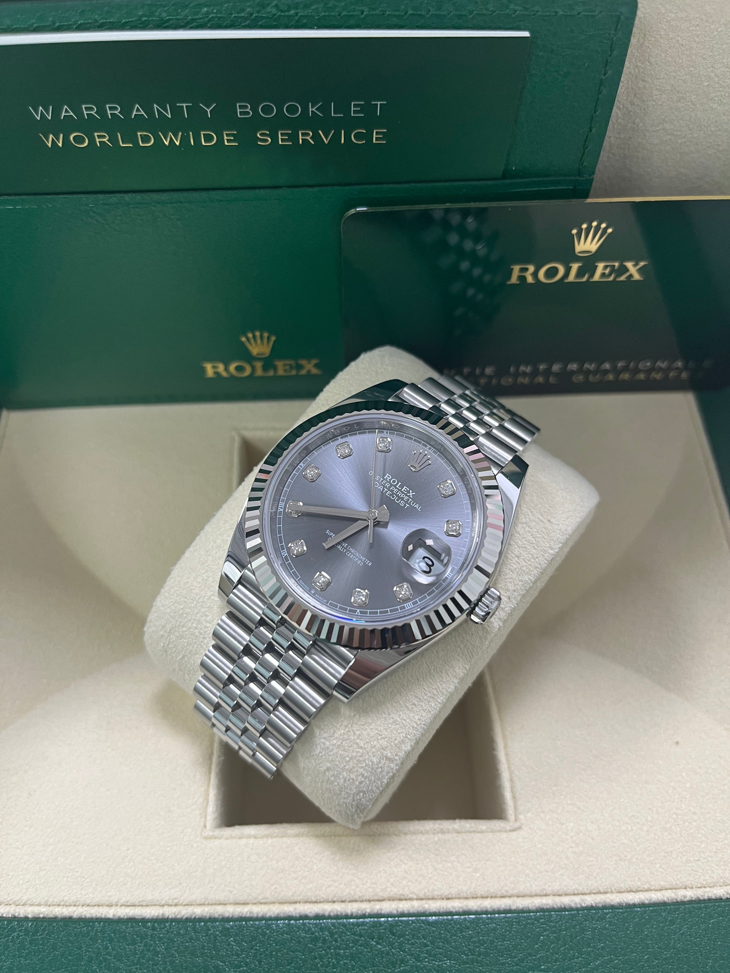Rolex Datejust 41-18K White Gold & Steel - Dark Rhodium Diamond Dial - Jubilee (Ref # 126334) - Image 11
