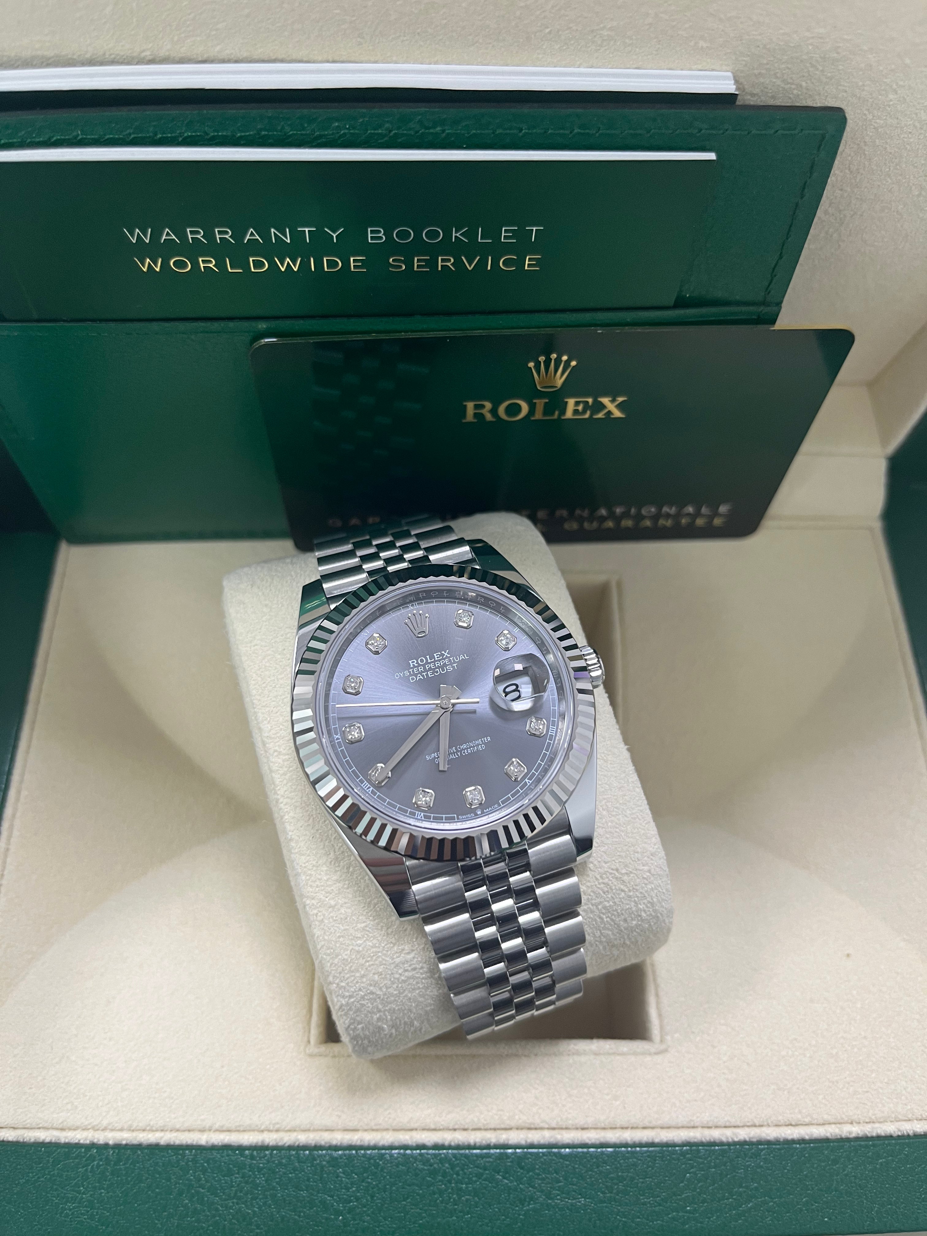 Rolex Datejust 41-18K White Gold & Steel - Dark Rhodium Diamond Dial - Jubilee (Ref # 126334) - Image 7