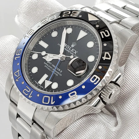 Rolex GMT-Master II 40mm "Batman" Blue and Black Ceramic Bezel Steel Oyster Watch 116710BLNR Box Papers