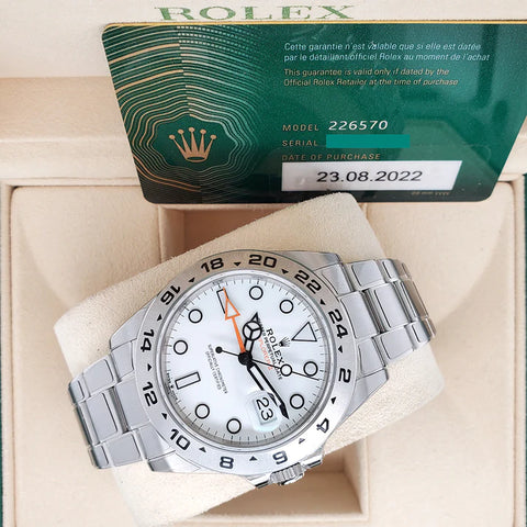 Unworn Rolex Explorer II 42mm Polar White Dial Stainless Steel Oyster Watch 226570 Box Papers