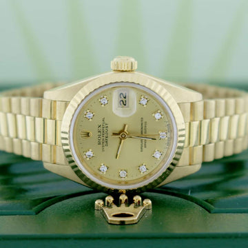 Rolex DateJust 26mm 69178 Diamond Gold Watch President Bracelet