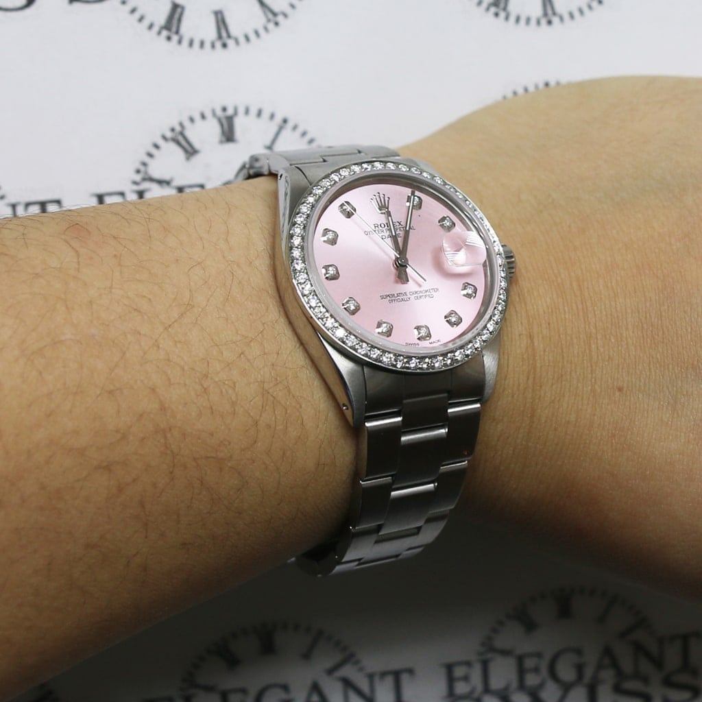 34mm rolex on woman's wrist