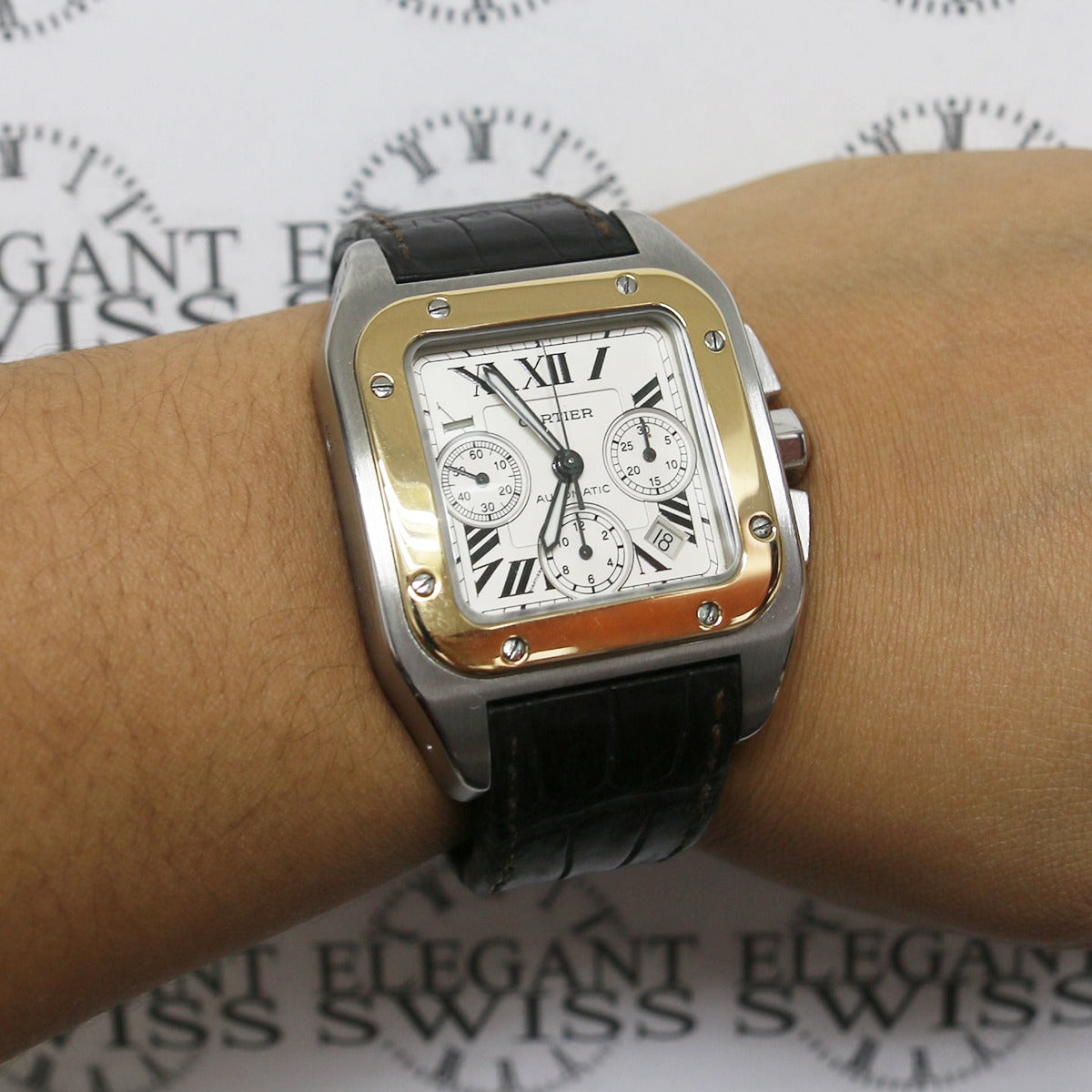 cartier santos 100 xl chronograph yellow gold