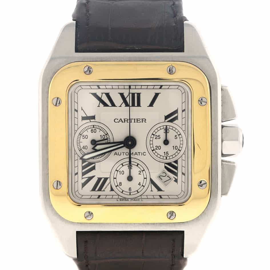 cartier santos 100 xl chronograph two tone