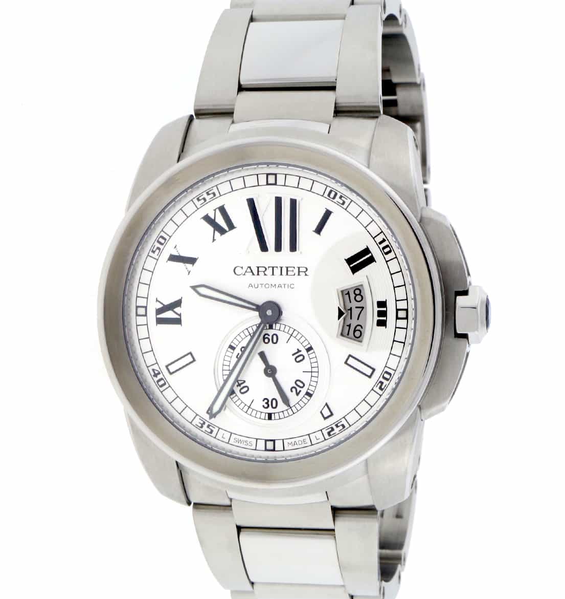 calibre de cartier chronograph watch 42mm steel