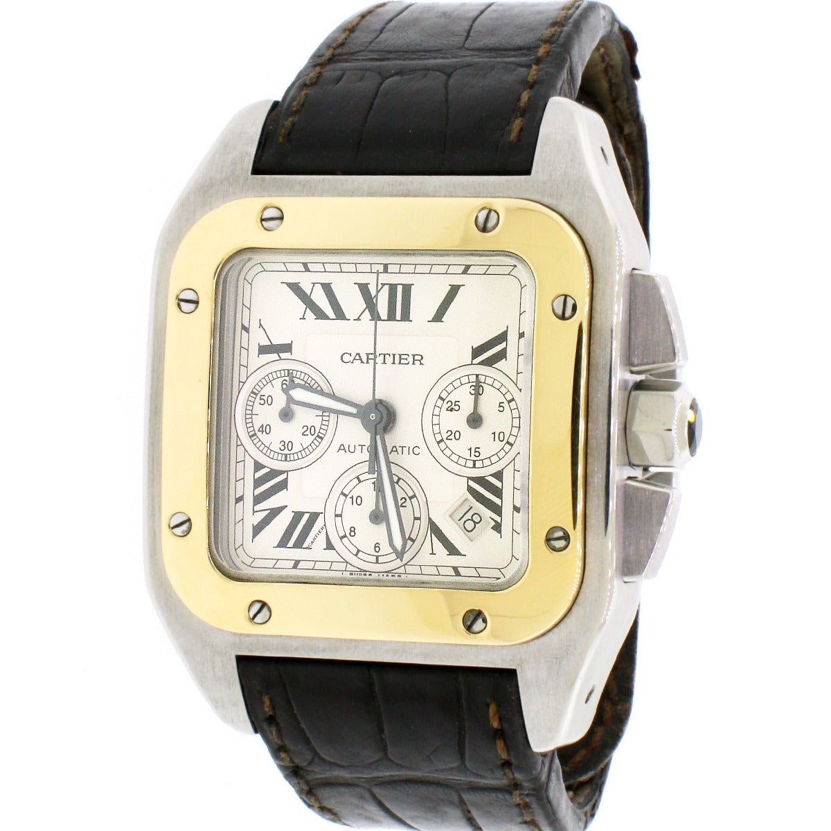 cartier santos 100 xl steel chronograph men's watch