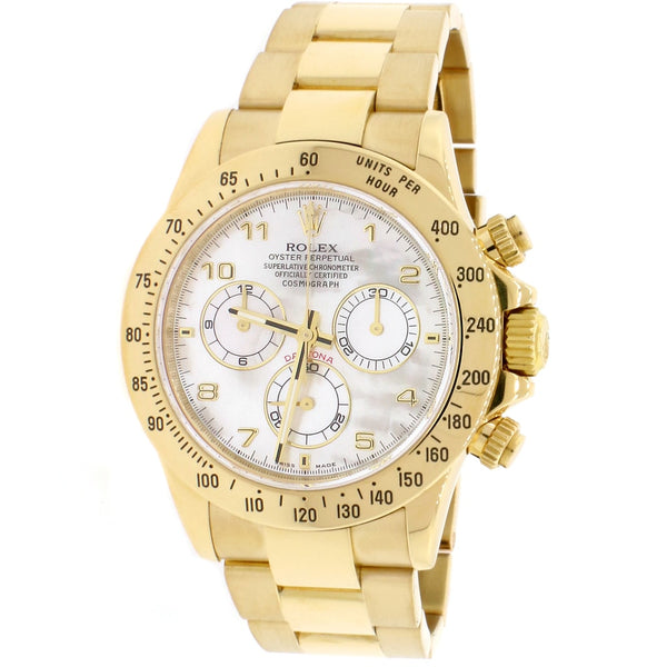 Rolex Cosmograph Daytona 18K Yellow Gold Factory White MOP Dial 40MM Automatic Mens Oyster Watch 116528