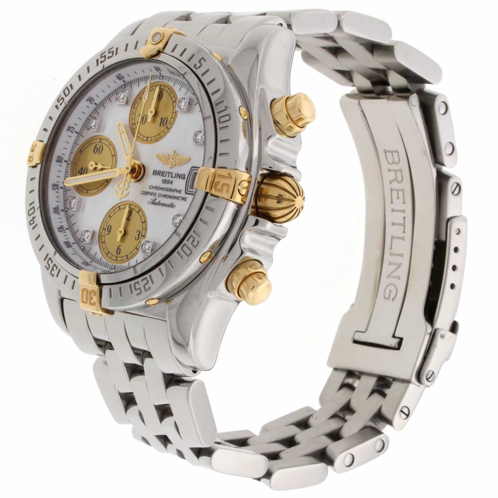 Breitling Chrono Cockpit 2-Tone 18K Yellow Gold & Stainless Steel Moth ...