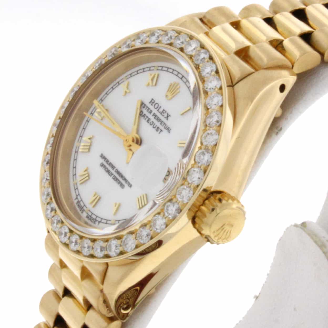 Rolex President Datejust Ladies 18K Yellow Gold 26MM Automatic Diamond ...
