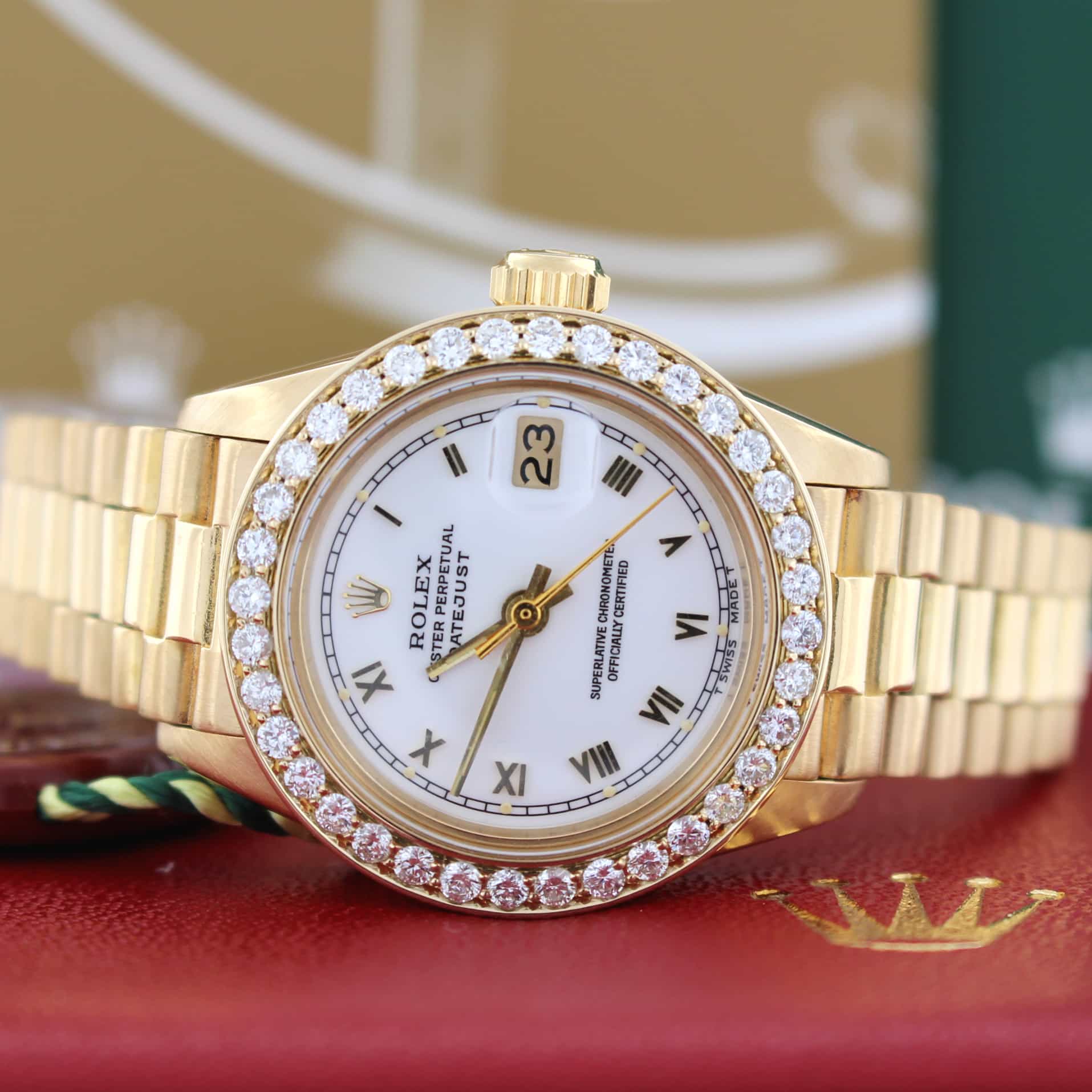 Rolex President Datejust Ladies 18K Yellow Gold 26MM Automatic Diamond ...