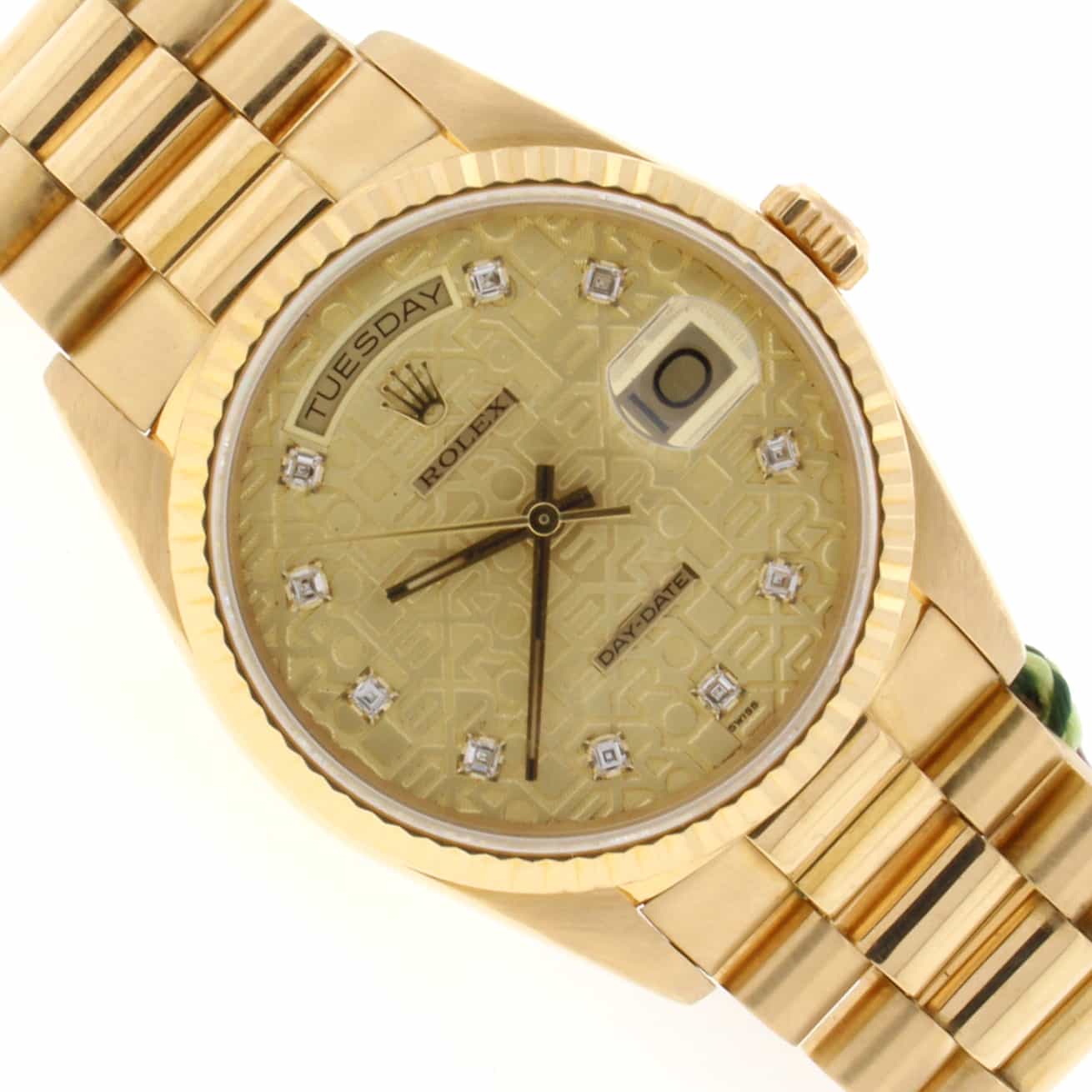 Rolex President Jubilee Diamond Dial 18K Yellow Gold Double Quick 36MM