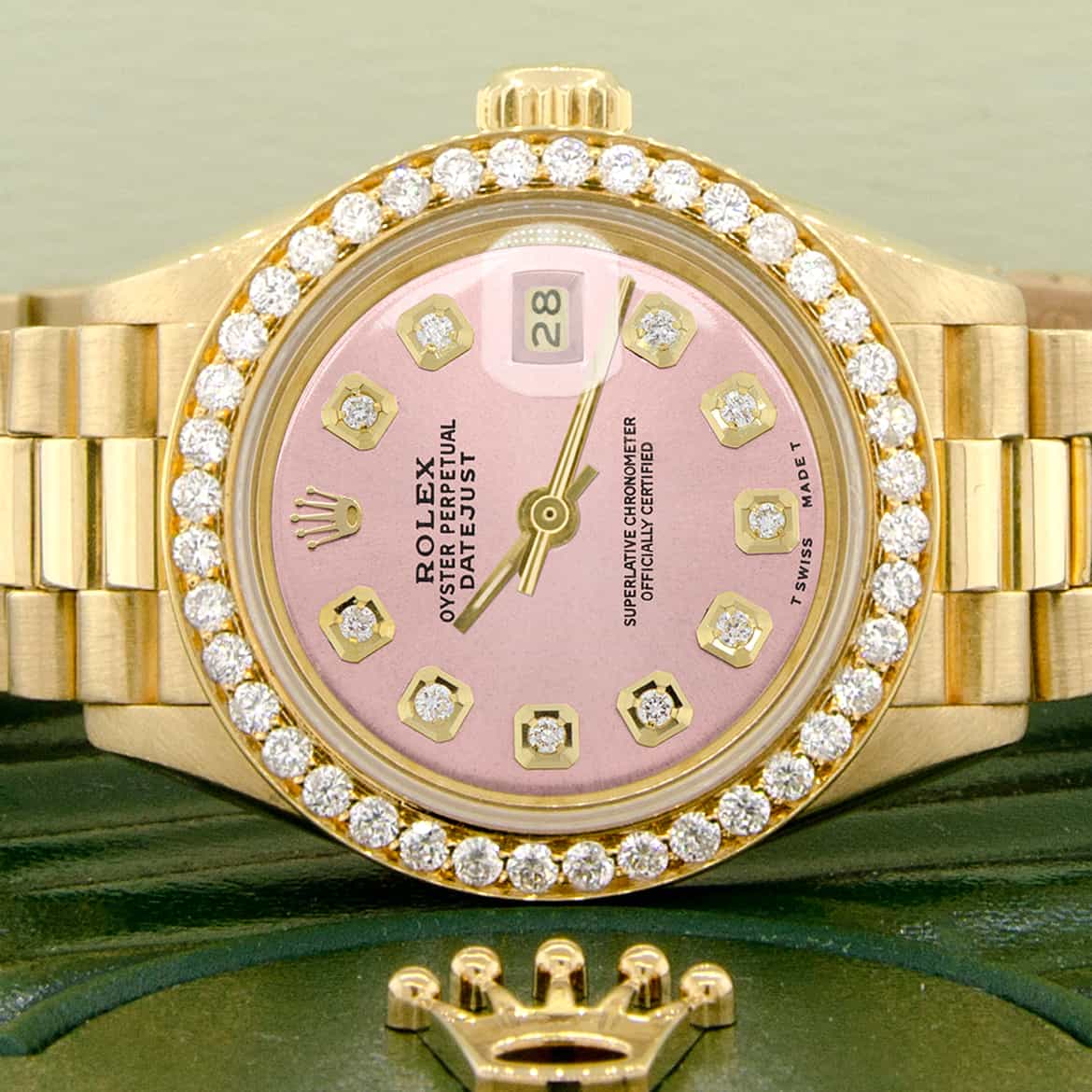 gold rolex pink face