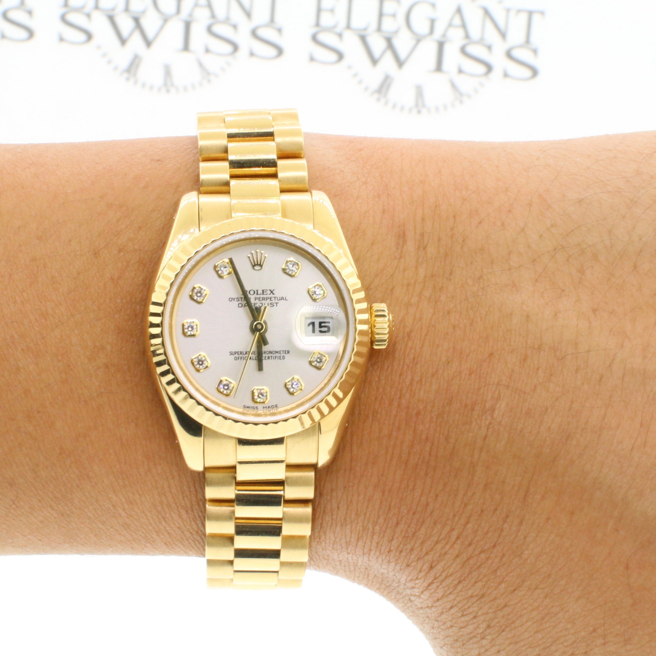 ladies rolex president with diamonds