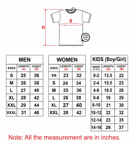 Size Chart - Hangout Hub India