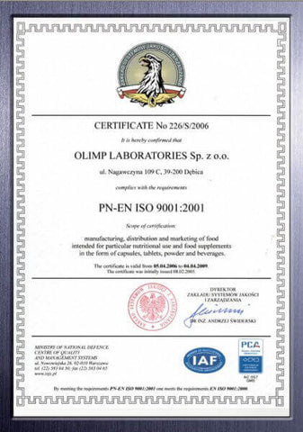 Olimp Sport certificate
