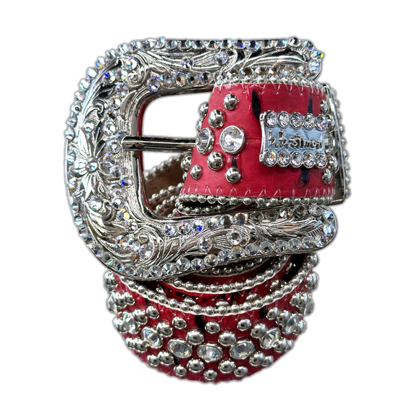 B.B. Simon Wine Red Crystal Belt 50