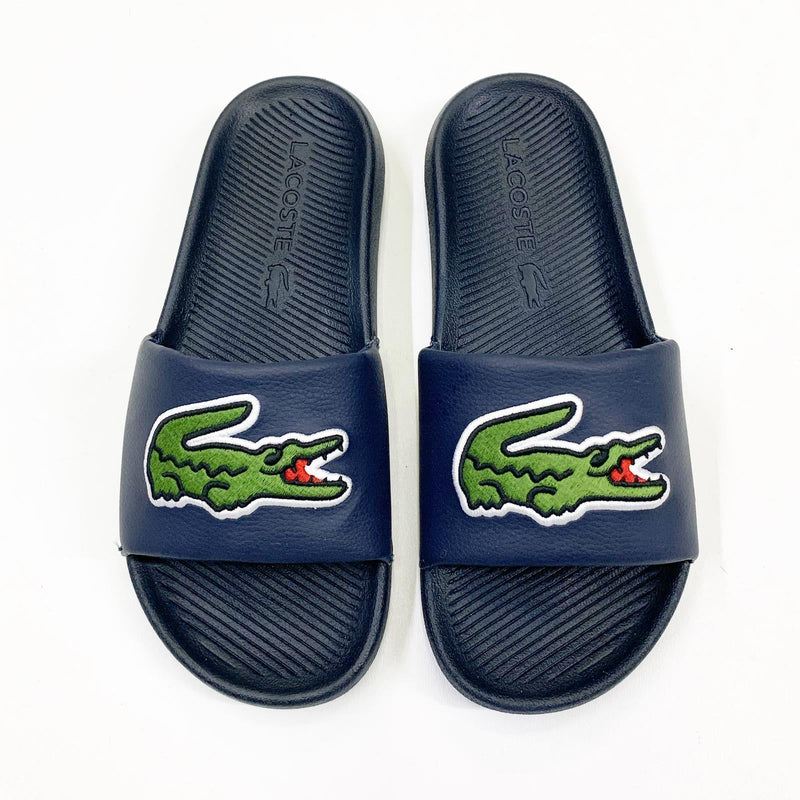 Lacoste (men’s Navy/green croc slides) – Vip Clothing Stores
