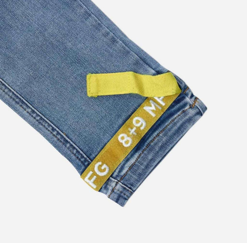 Eight & nine (blue /yellow strapped slim utility wash jean)