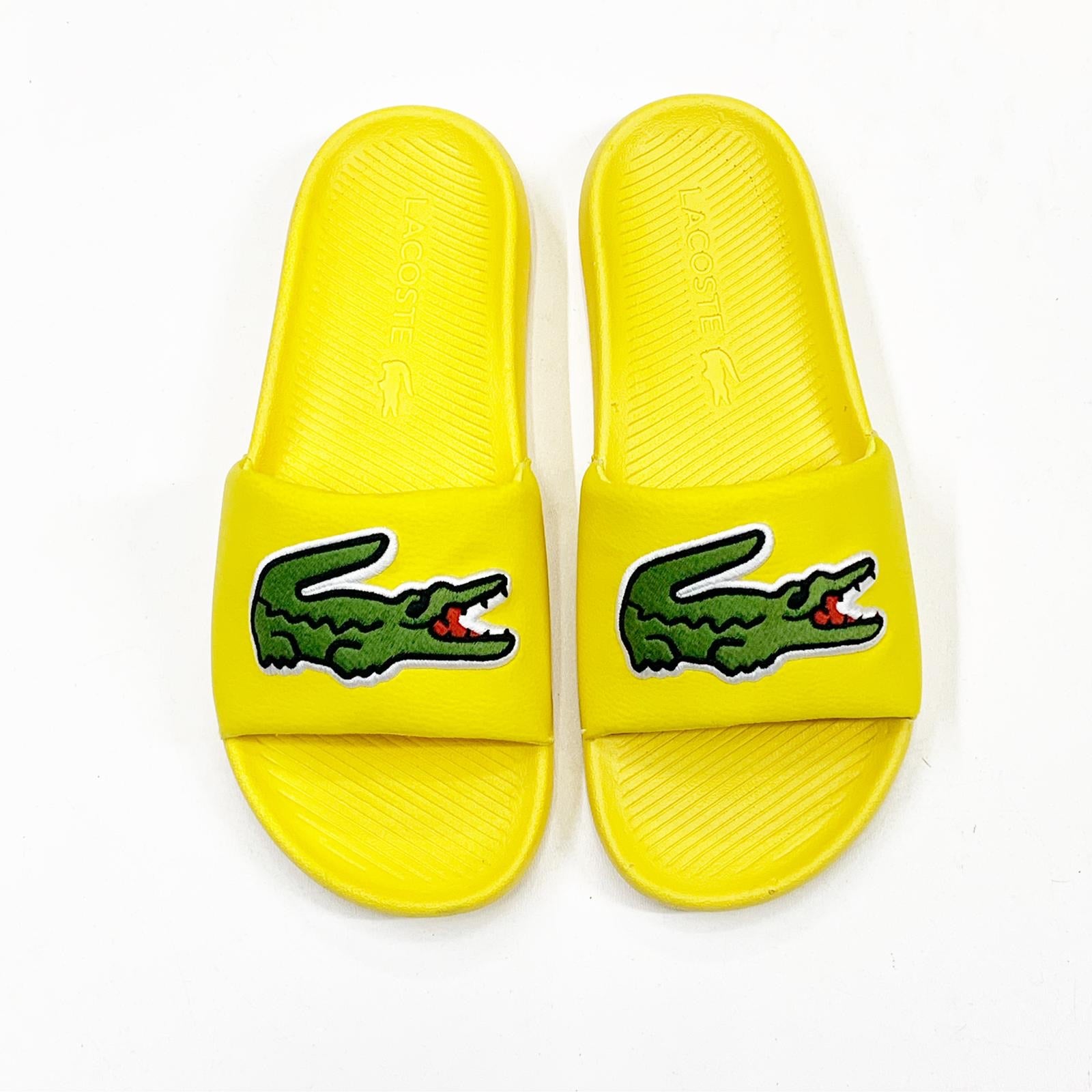 Lacoste (men’s yellow/green croc slides) – Vip Clothing Stores
