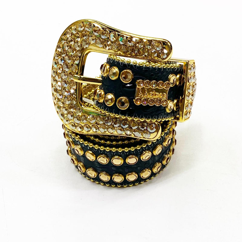 B B Simon Gold Black Crystal Belt Vip Clothing Stores