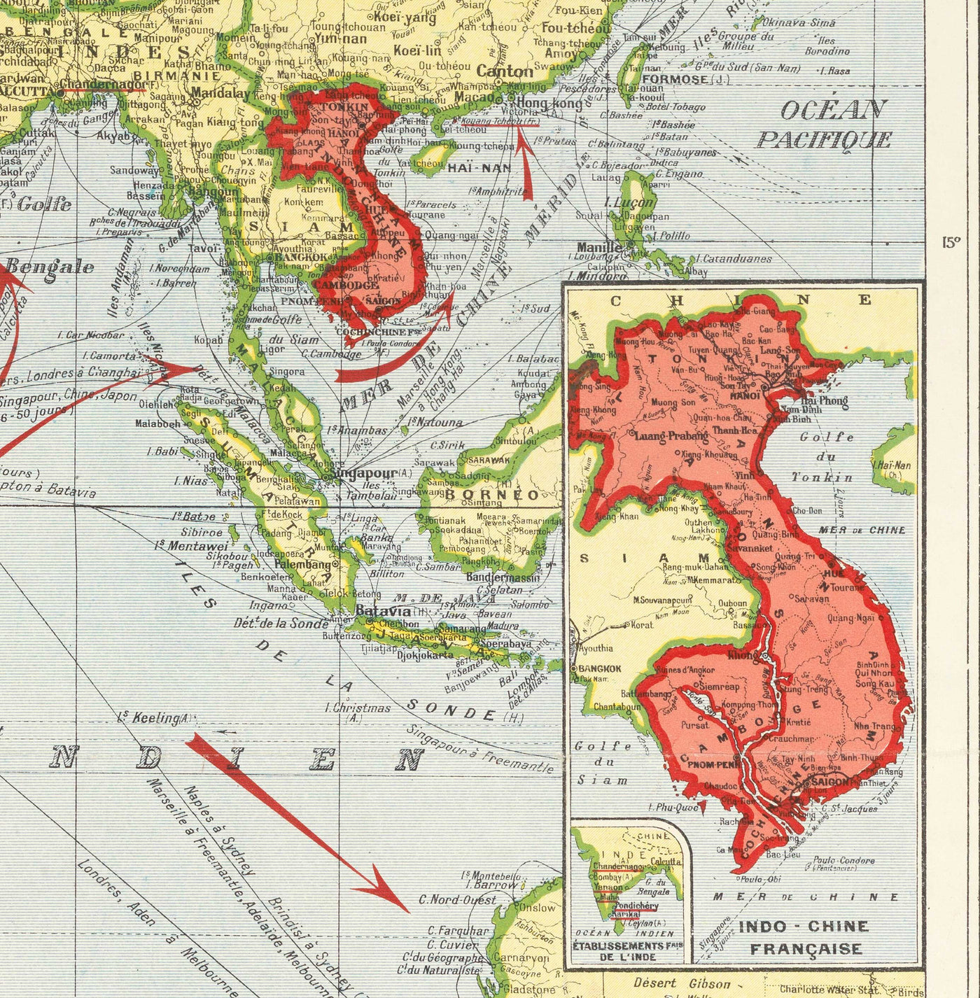 Old Map Of The French Colonial Empire 1938 By Taride France Napole   French Empire Taride 1938 Bottom Rightjpg 1400x 