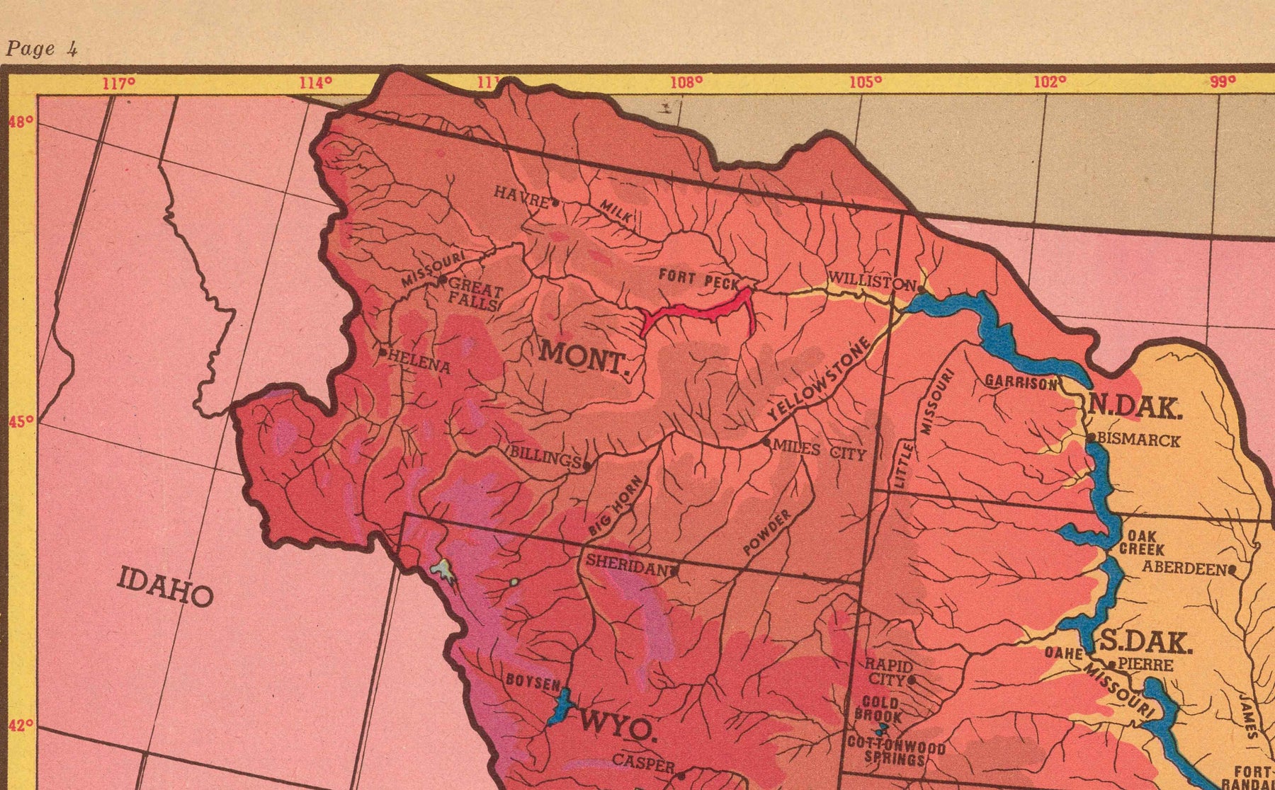 Old Map of Mississippi River Basin, 1945 - "Ole Man River" - Neighbour