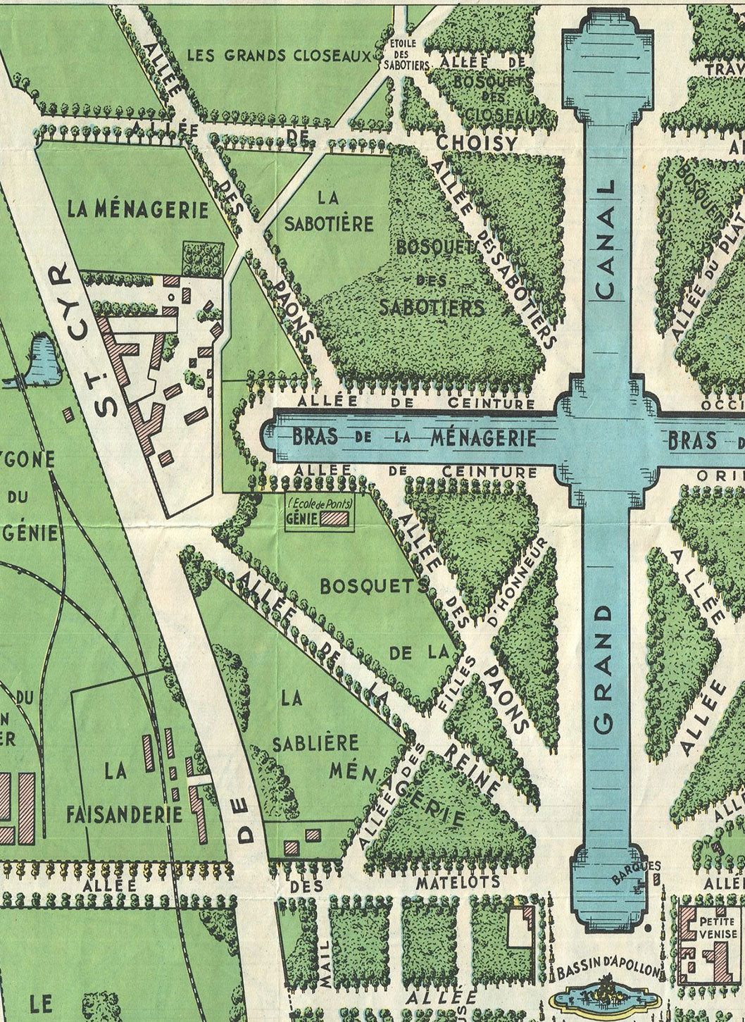 Old Map Of The Palace Of Versailles Gardens 1920 By Leconte Paris   Versailles Leconte 1920 Top Left 1400x 