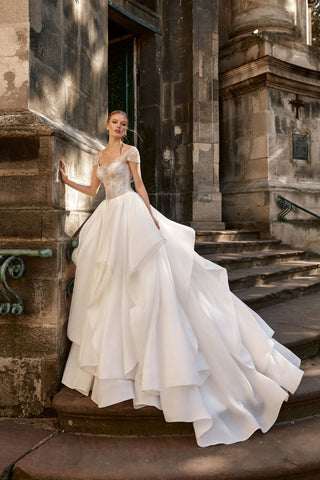 giant ball gown with ruffled skirt