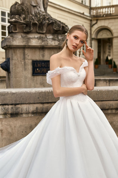 Mia - Off-the-shoulder Ball Gown with Embroidered Bodice