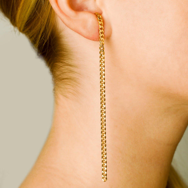 ELSA EARRING hanging chain single, gold