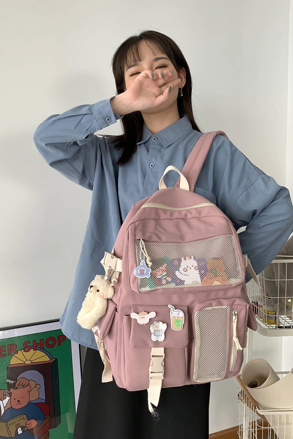 Adorable Front Pockets Large Canvas Backpacks Bobo S House