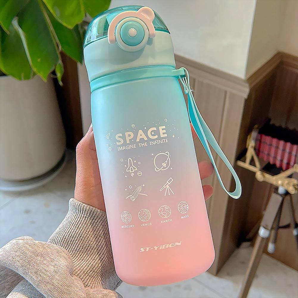 420/600/1000ML New Cherry Gradient Color Glass Water Bottle Cute